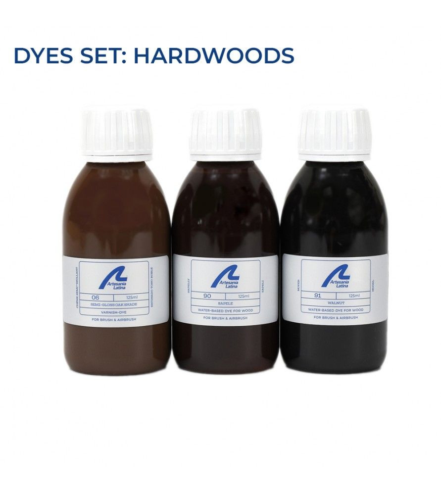 Hard Woods Set: Sapele & Walnut Dye & Oak Varnish