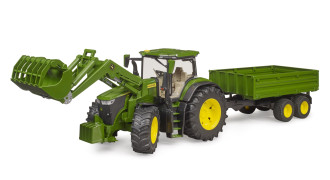 John Deere 7R 350 with frontloader and tandem axle tipping trailer