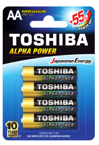 Toshiba AA Alpha Power Alkaline Batteries (4)