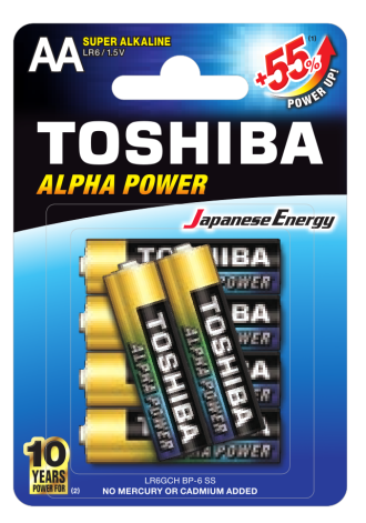 Toshiba AA Alpha Power Alkaline Batteries (6)
