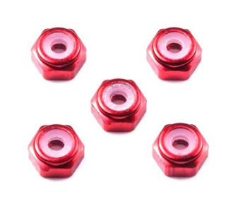 2mm Aluminium Lock Nut Red (5)