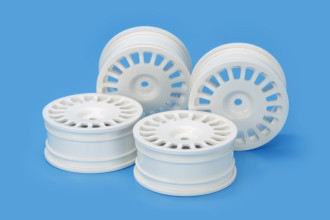 24mm Medium-Narrow White Rally Dish Wheels Offset 0 (4)