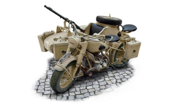 1/9 BMW R75 German Military Motorcycle with Sidecar