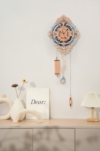 Romantic Note Wall Clock Mechanical Gear 3D Wooden Puzzle (231pcs)